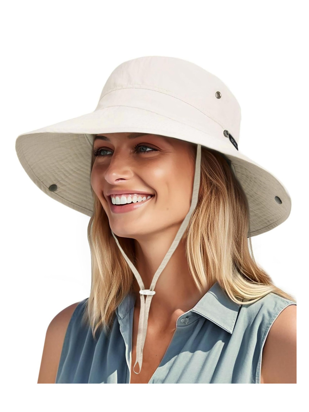 Sun Hats for Women Ponytail Wide Brim Summer Packable Cowboy | Beige | Size OS
